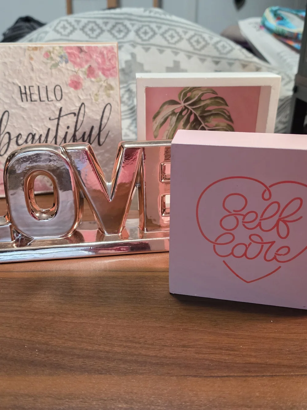Pink and Rose Gold 'LOVE' Wall Decor Set